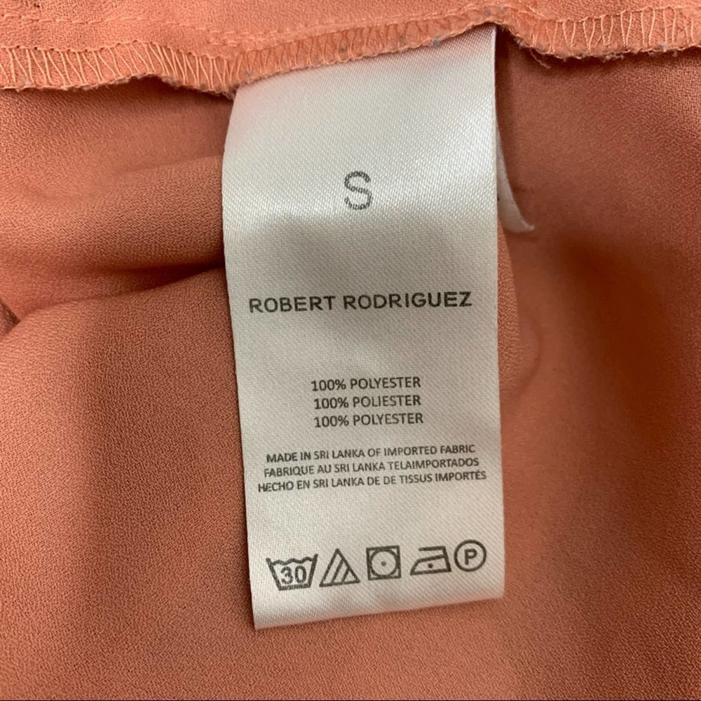 Robert Rodriguez Emery Long Sleeve V-Neck Blouse Salmon with Gold Buttons - Picture 8 of 9
